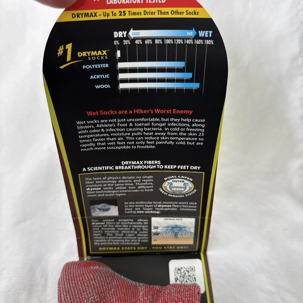 Drymax Hiking HD Crew Socks Red/Anth Small Woman 5-7 Men 3.5-5.5‎ Trekking